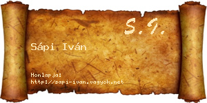 Sápi Iván névjegykártya